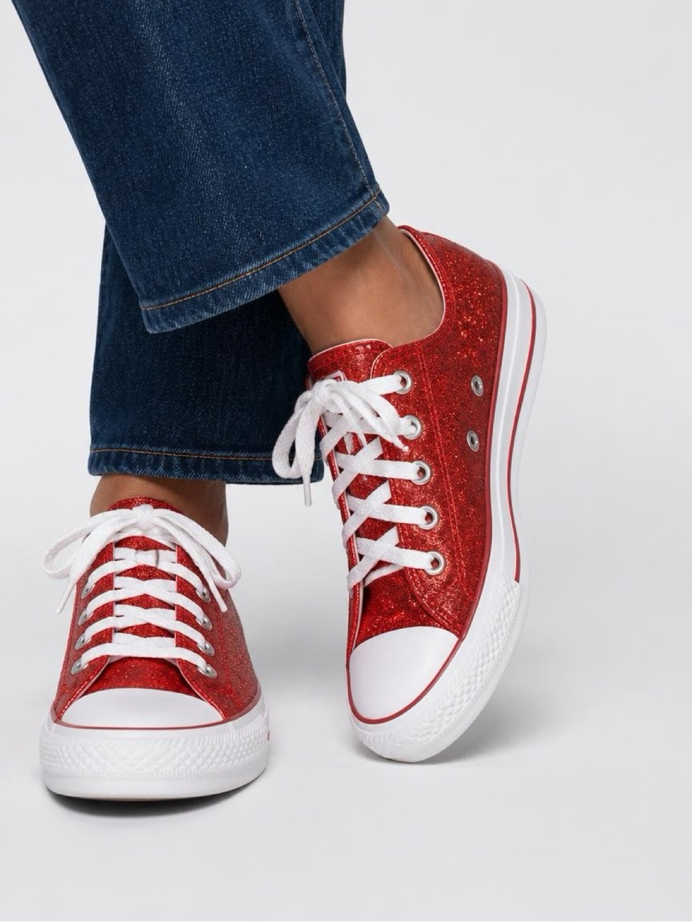 Converse All-Star Sparkling Red Low-Top Lace-Up Sneakers